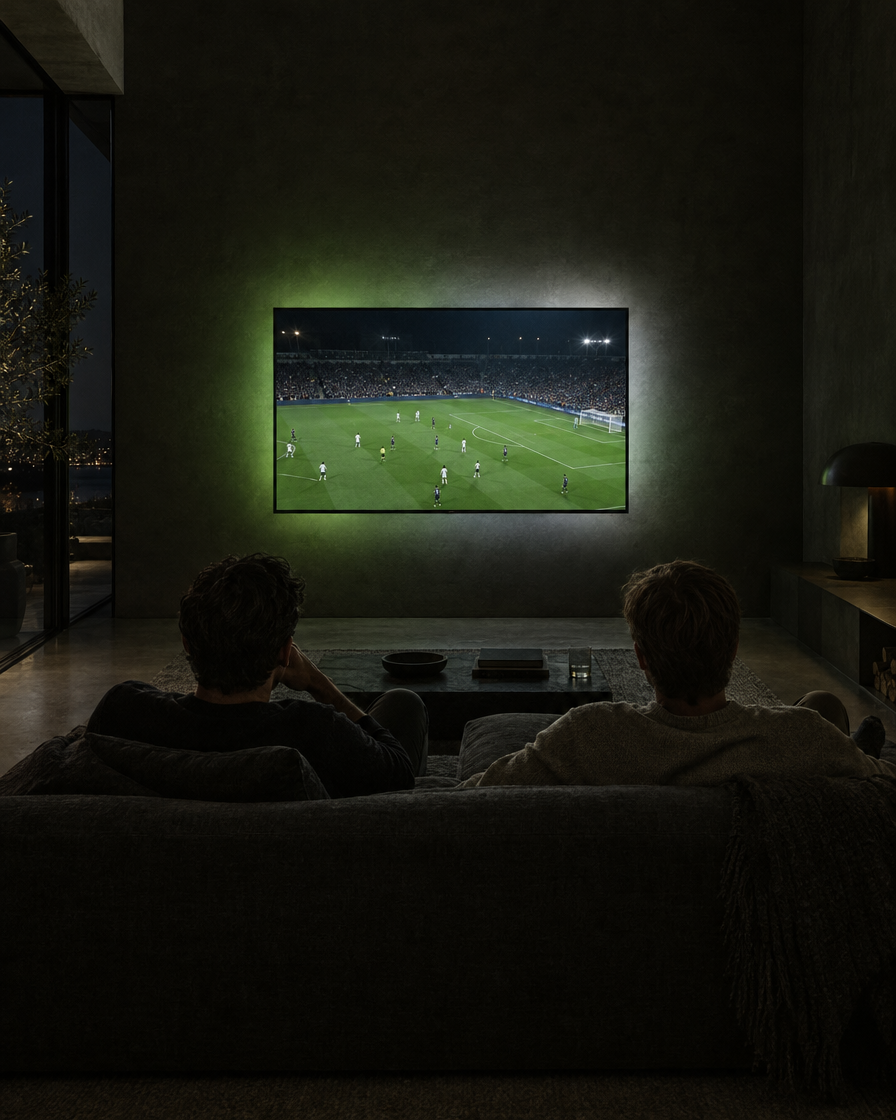 Match de foot : le vert du terrain sur le mur